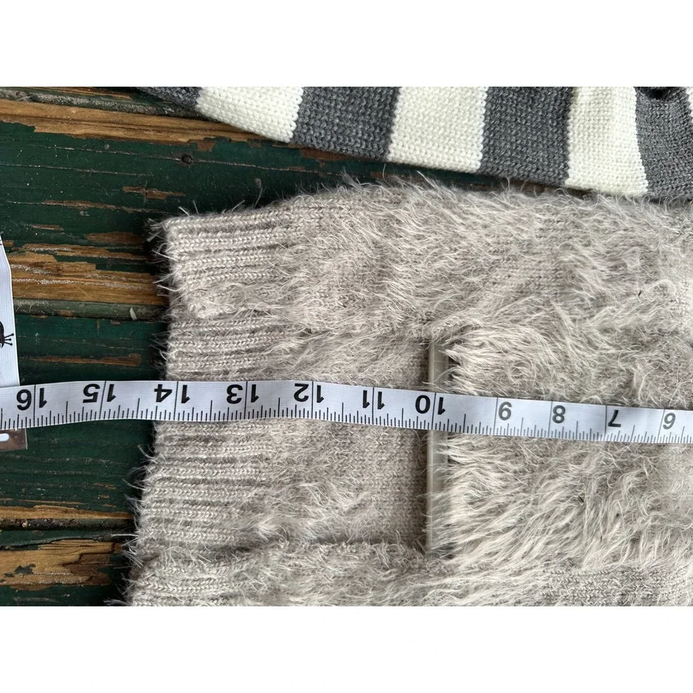 Furever Friends Dog Sweater Bundle Small Grey‎ Striped & Fuzzy Taupe Knit 2pc